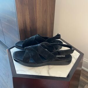 Black Suede Heeled Sandals